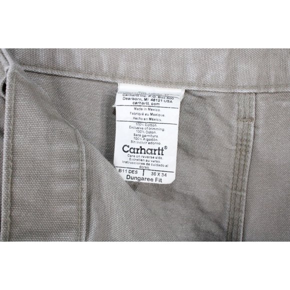 Carhartt Brown Cotton Dungaree Fit Washed Duck Work Pants 36x34 - Picture 5 of 9